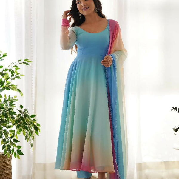 Joban Fashion Sky Kurta Set Georgette Sequence Embroidery Work