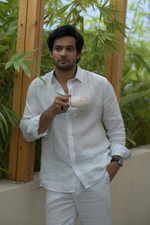 Thumbnail for Linen Light Blue Moonlit Shirt By Hilo Design