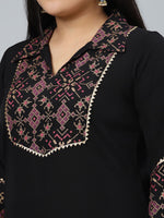 Thumbnail for Sztori Plus Size Geometric Printed Shirt Collar Straight Kurta With Trousers - Distacart