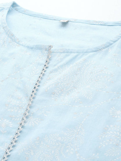 Ahalyaa Women's Traditional Wea Kurta Set - Aqua - Distacart