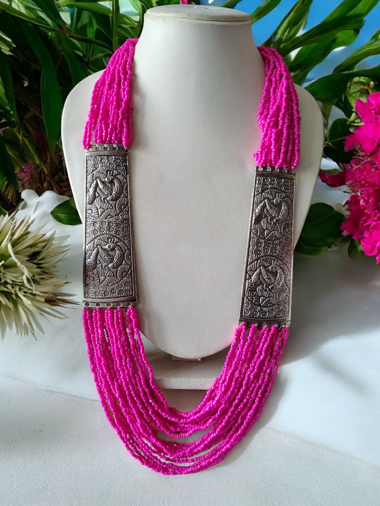 Inhanns Saree Shobha Statement Necklace - Pink Necklace - Distacart