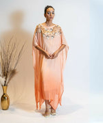 Thumbnail for Timaraa Coral Peach Ombre Embellished Kaftan Dress - Dista