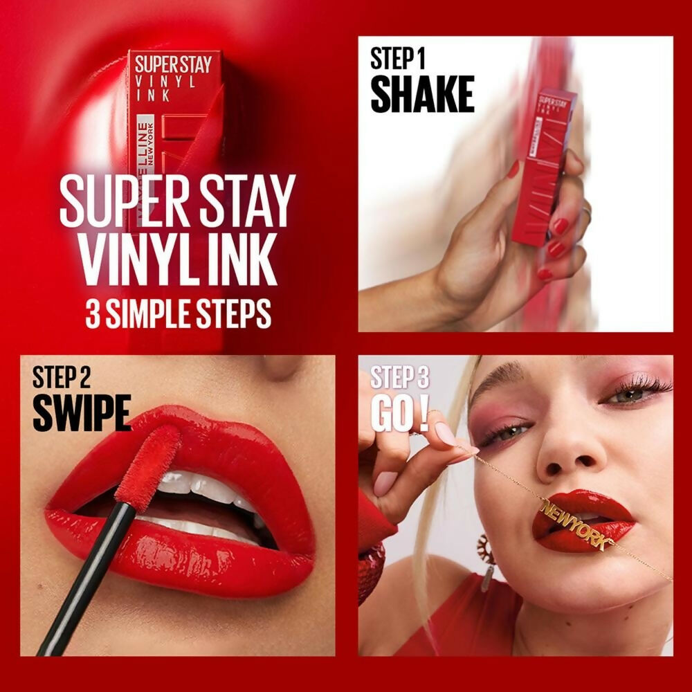 Maybelline New York Super Stay Vinyl Ink Liquid Lipstick, Instant Shine Lasts Up To 16H - Tempting - Distacart