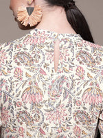 Thumbnail for Anubhutee Women Off White Ethnic Motifs Cotton A-Line Dress - Distacart