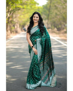 Thumbnail for Preksha Creation Banarasi Green Saree With Zari Work - Distacart