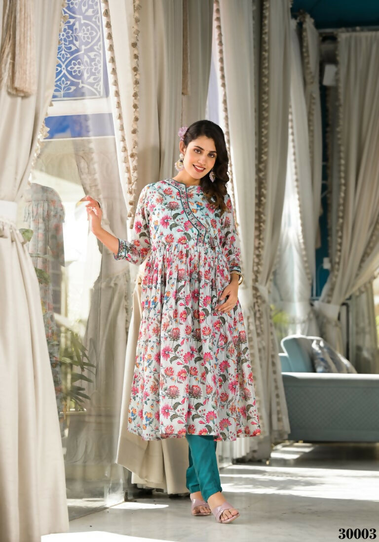 Designer Stylish Mid Night Blue Rubi Silk Stitched Suit With Dupatta - Kiyara - Distacart