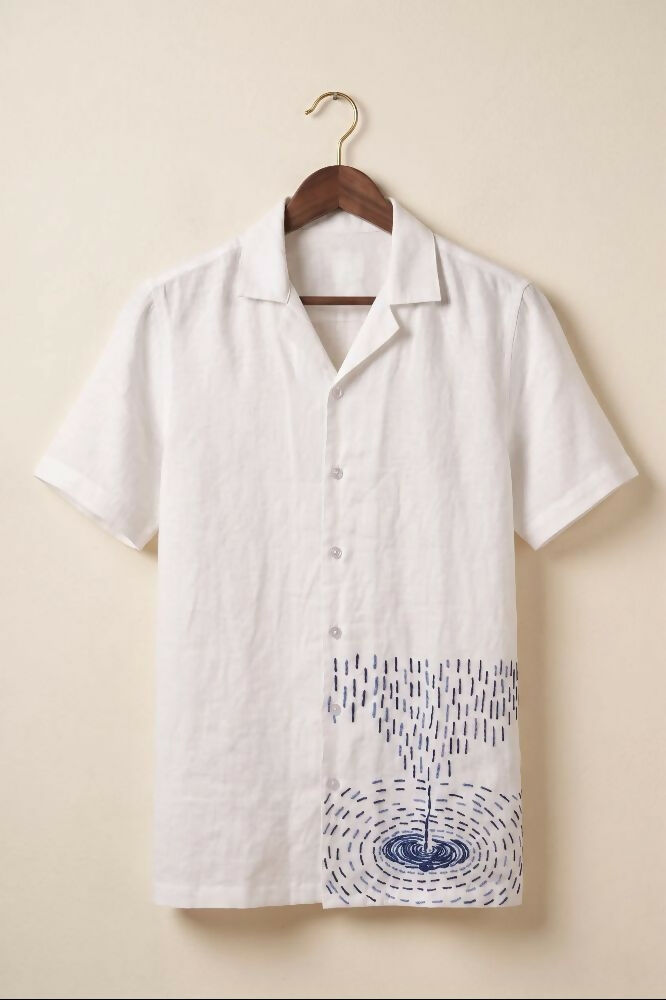 Nivra — White Embroidered Linen Shirt by Hilo Design - Dista
