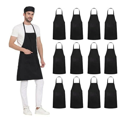 Uniformer Kitchen Apron For Men & Women-Black (Pack of 12) - Dista