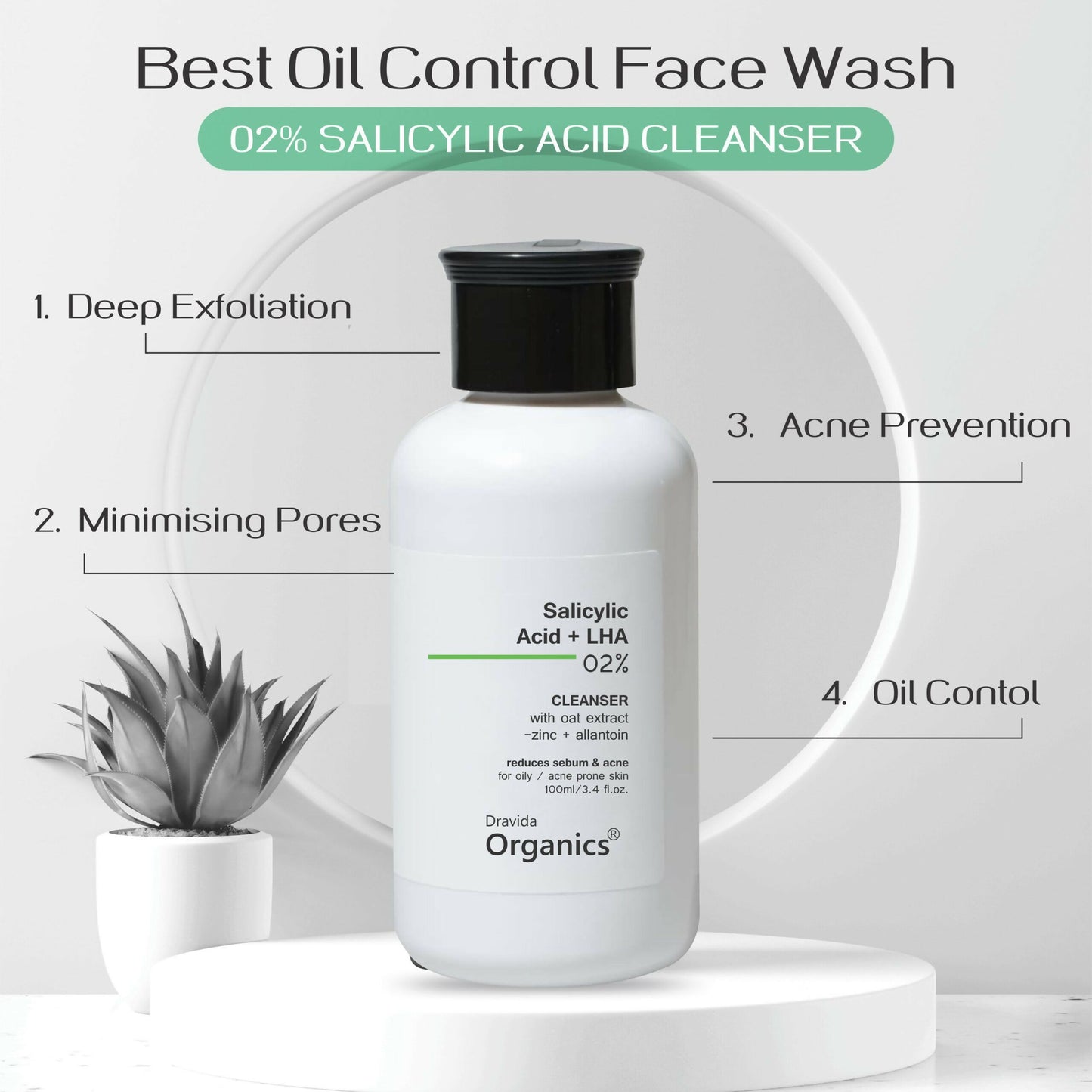 Dravida Organics 2% Salicylic Acid Face wash - Dista