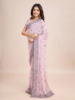 Thumbnail for kasee Floral Embroidered Pure Chiffon Ready to Wear Saree - Distacart