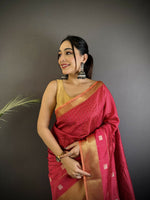 Thumbnail for Joban Fashion Hot Pink Bhagalpuri Cotton Silk Stripes/Box Saree