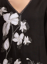 Thumbnail for Joban Fashion Black Linen Embroidered Readymade Long Kurta With Pant - Distacart