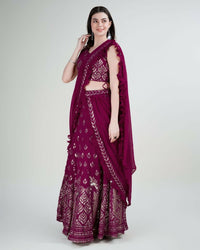 Thumbnail for Pink Georgette Sequence Embroidered Lehenga Choli with Dupatta - Tanya - Distacart