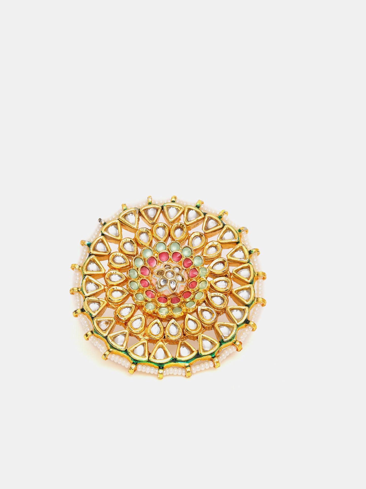 Ruby Raang Gold Polished Multi-Color Maharani Cocktail Ring - Distacart
