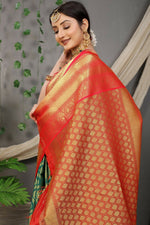 Thumbnail for Jyoti Fashion Women's Green Kanjivaram Silk Zari Woven Saree with Blouse - Distacart