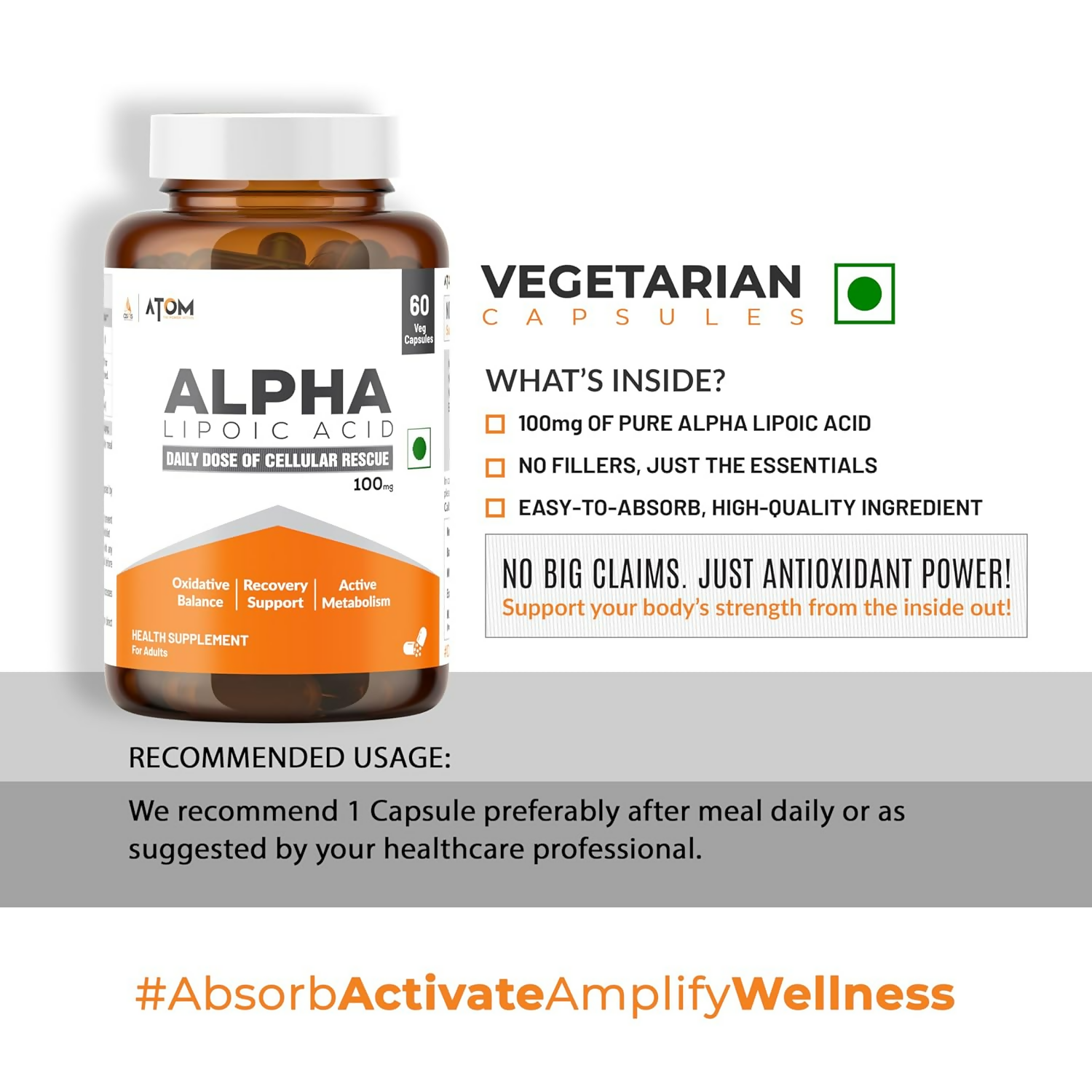 As-It-Is Atom Ala (Alpha Lipoic Acid) Veg Capsules