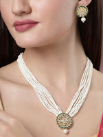 Thumbnail for NVR Women's White & Gold-Plated Kundan & Pearl Jewellery Set - Distacart