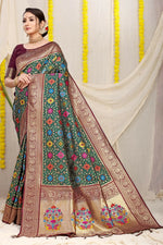 Thumbnail for Jyoti Fashion Women's Bottle Green Patola Silk Zari Woven Saree with Blouse - Distacart