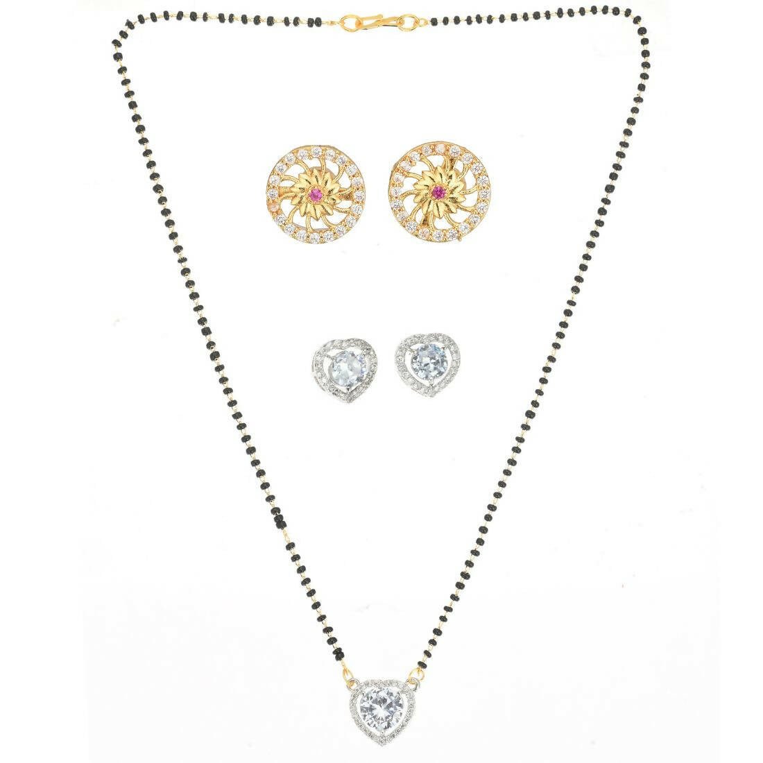 AanyaCentric Gold Plated Mangalsutra with Pendant, 2 Pair Earrings - Distacart