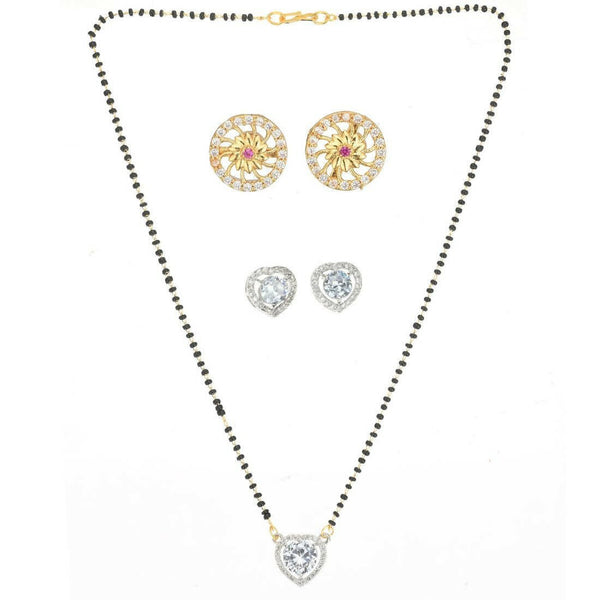 AanyaCentric Gold Plated Mangalsutra with Pendant, 2 Pair Earrings - Distacart