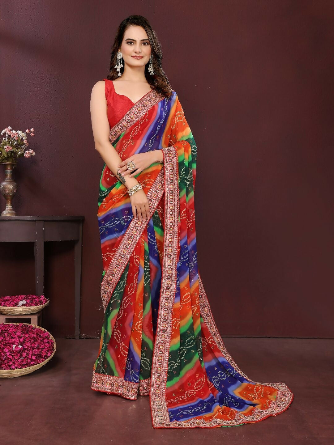 Ai Fashion Multi Georgette Digital Print Party Wear Saree