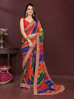 Thumbnail for Ai Fashion Multi Georgette Digital Print Party Wear Saree