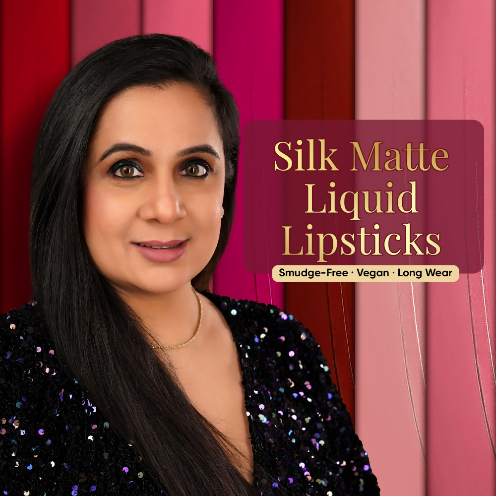 Parul Garg Beauty Silk Matte Liquid Lipstick, Long Lasting & Transfer-Proof - Primrose, Deep Maroon - Dista