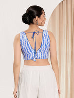 Thumbnail for Joban Fashion Blue Viscose Rayon Padded Blouse With V Neck Sleeveless