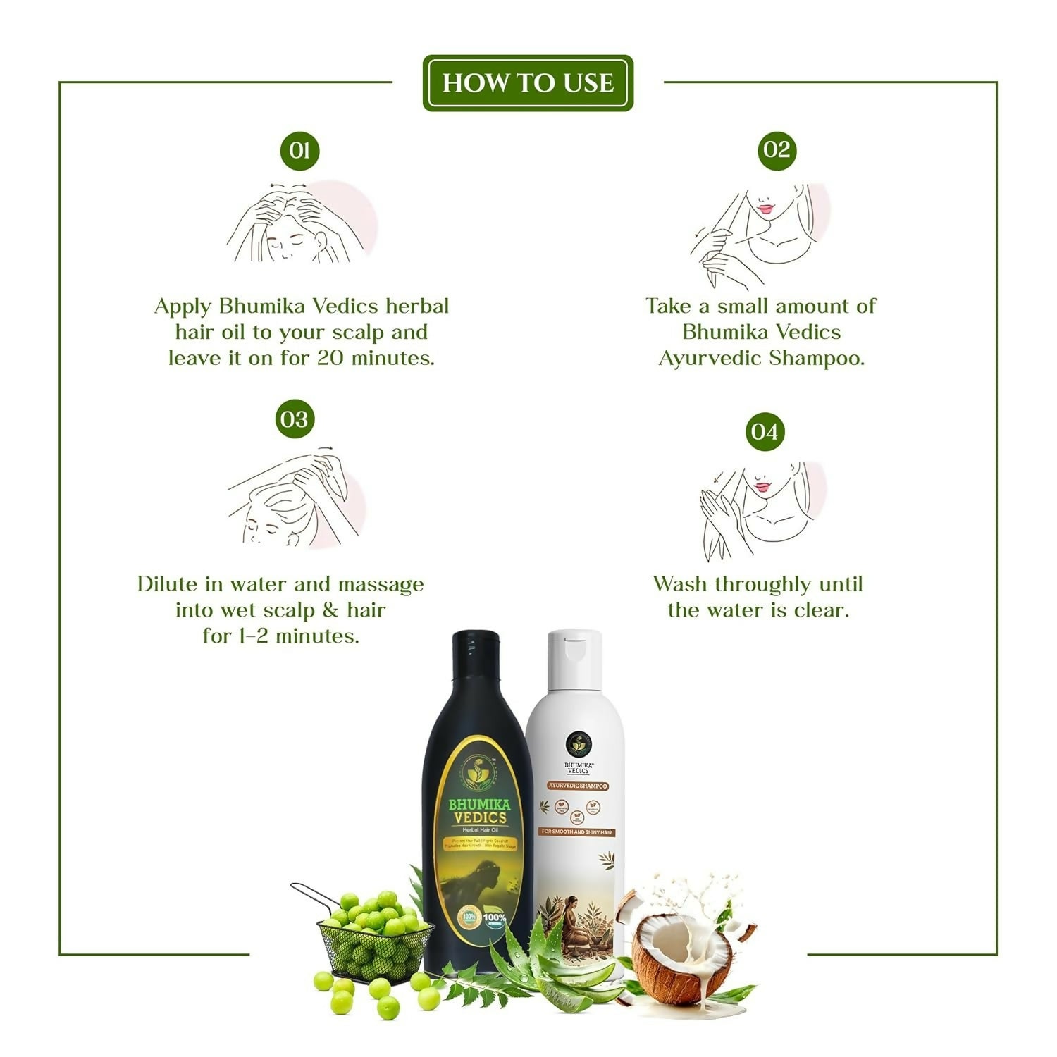 Bhumika Vedics Herbal Hair Oil & Ayurvedic Shampoo Combo - Distacart