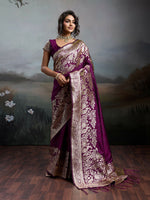 Thumbnail for Shree Shyam Fashion Wine Silk Blend Saree - Distacart