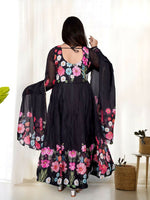 Thumbnail for Joban Fashion Black Kurta Set Organza Sequin Embroidery Work - Distacart