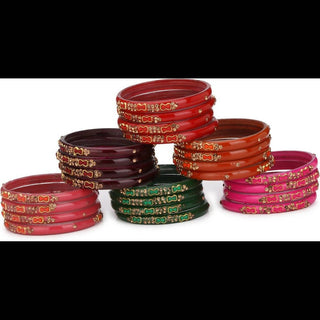 Afast Bridal Wedding & Party Fashionable Colorful Glass Bangle/Kada Set, Pack Of 24 - Multicolor - Distacart