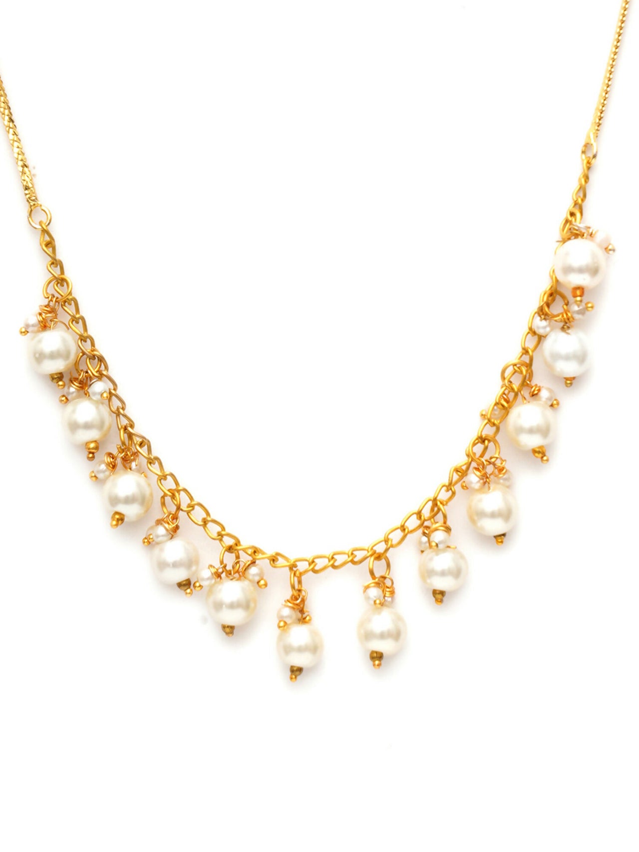 Golden Pearl Neckpiece (Gold) - Ruby Raang - Distacart
