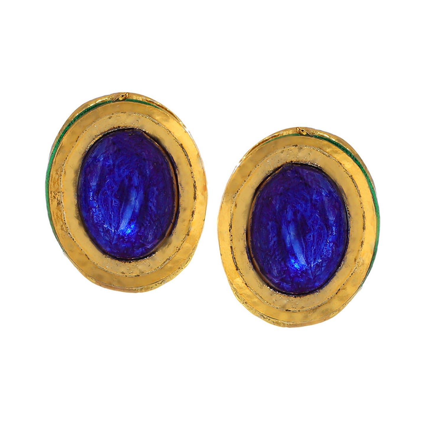 Blue Kundan Studs (Blue) - Ruby Raang - Distacart