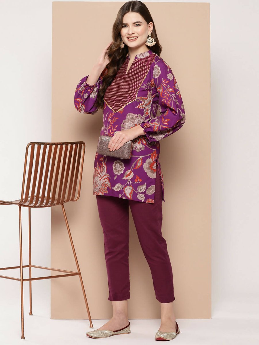 Ahalyaa Women's Traditional wear Tunic - Purple - Distacart