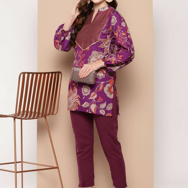 Ahalyaa Women's Traditional wear Tunic - Purple - Distacart