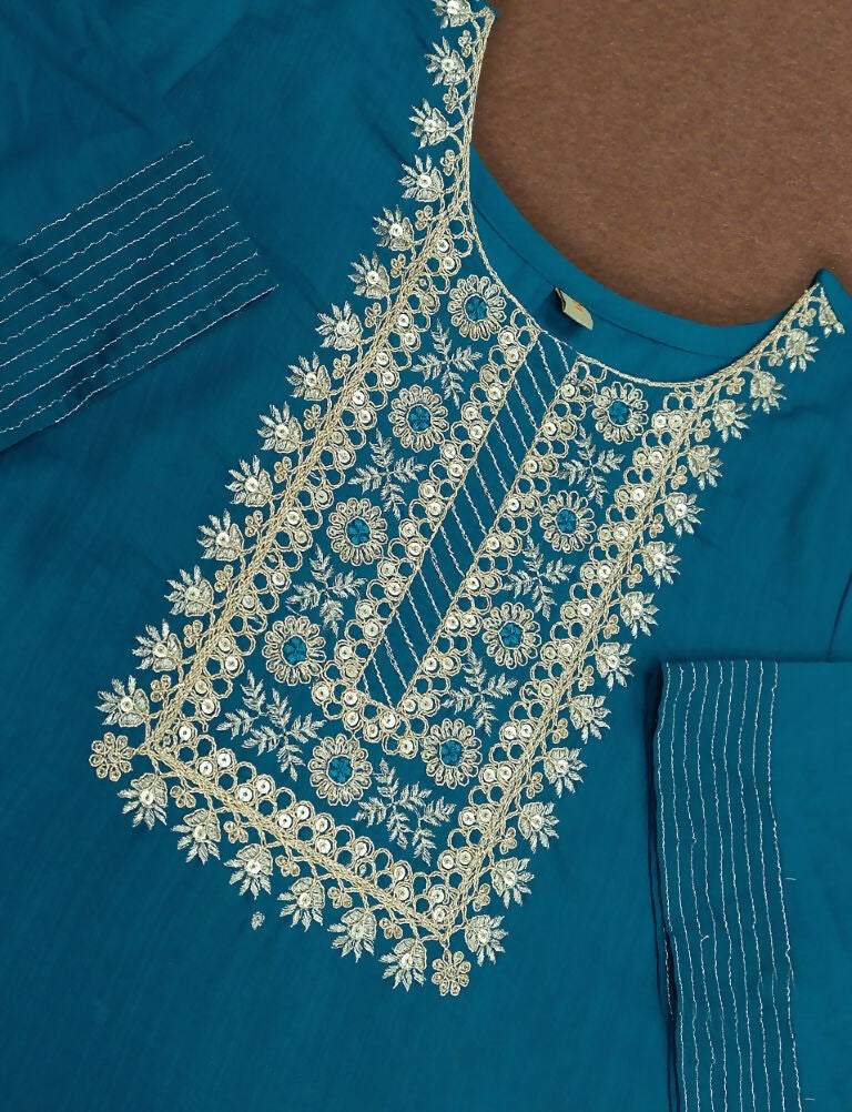 Partywear Designer Firozy Rayon Slub Stitched Suit With Dupatta - Tanisha - Distacart
