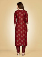Thumbnail for Jyoti Fashion Women's Maroon Viscose Rayon Embroidered Kurta Pant Set - Distacart