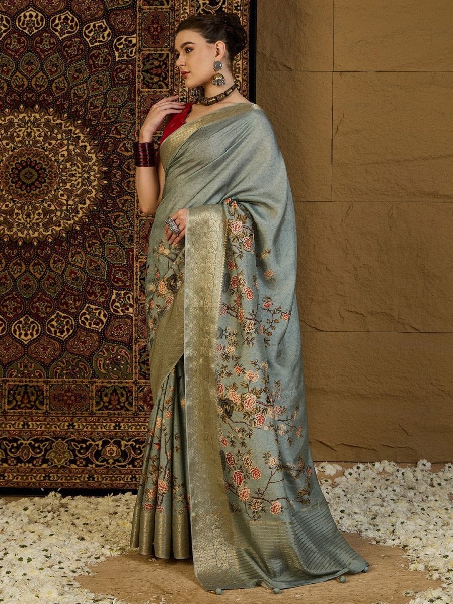 Anouk Floral Zari Silk Blend Sungudi Saree - Distacart