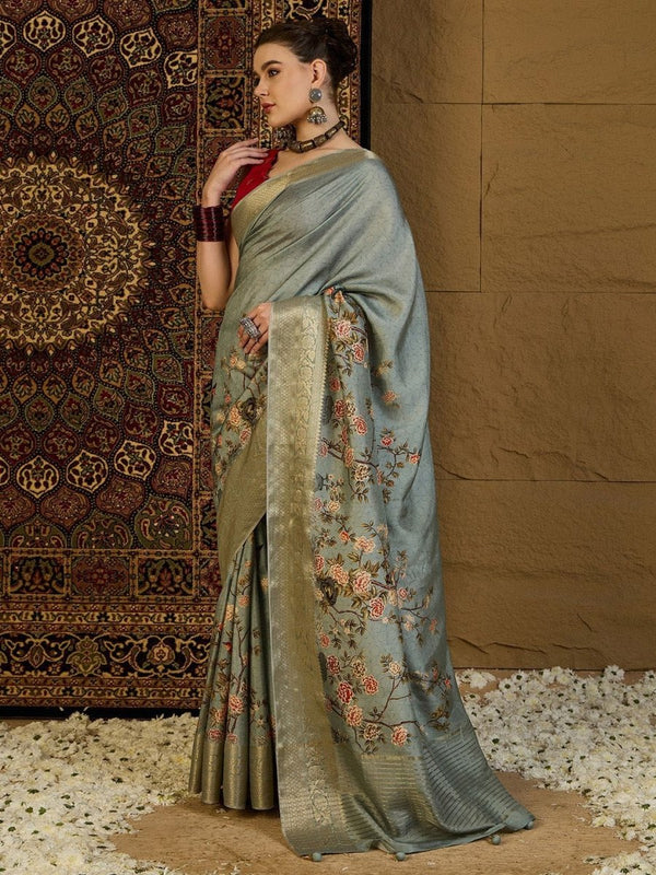 Anouk Floral Zari Silk Blend Sungudi Saree
