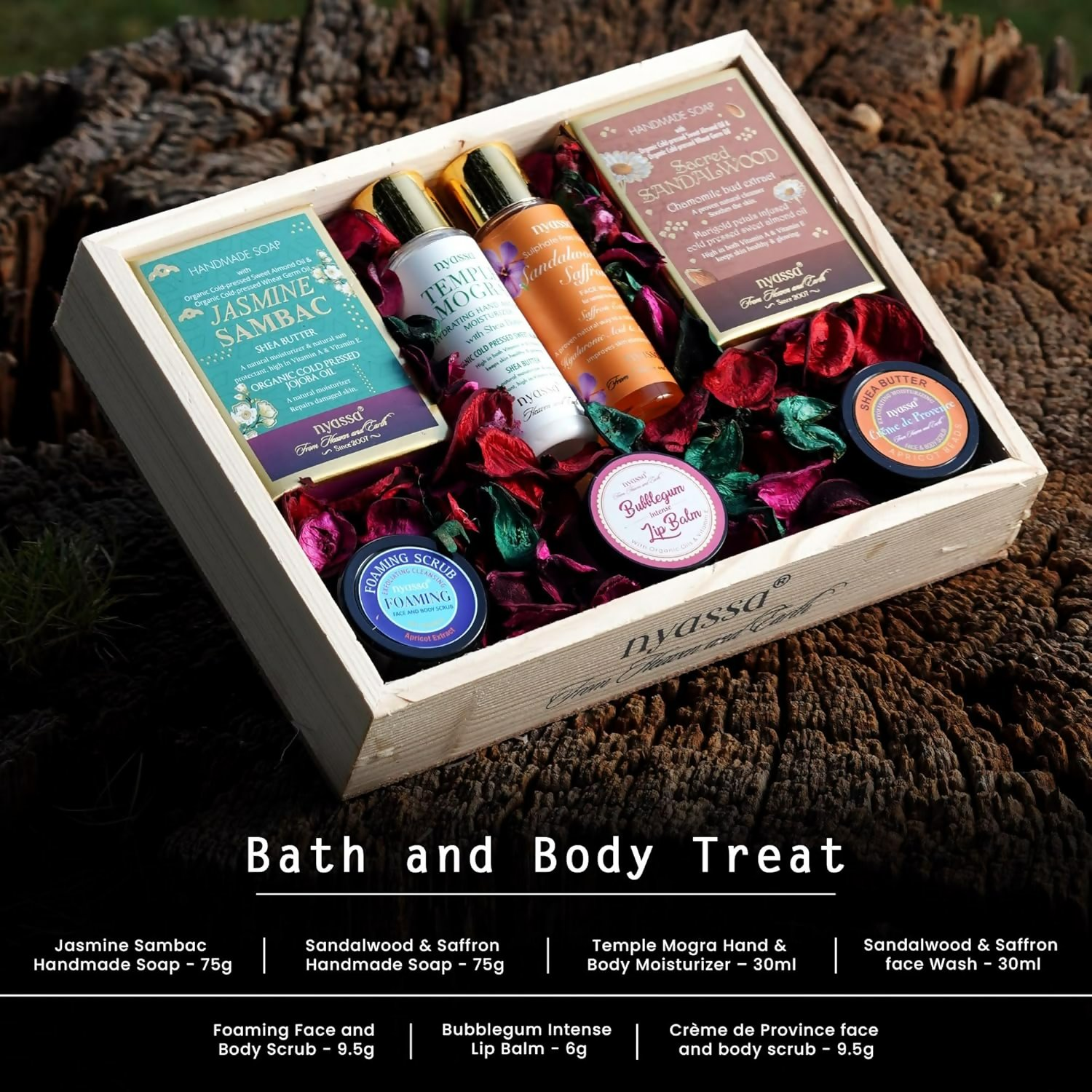 Nyassa Premium Bath and Body Treats Wooden Gift Set Kit - Distacart