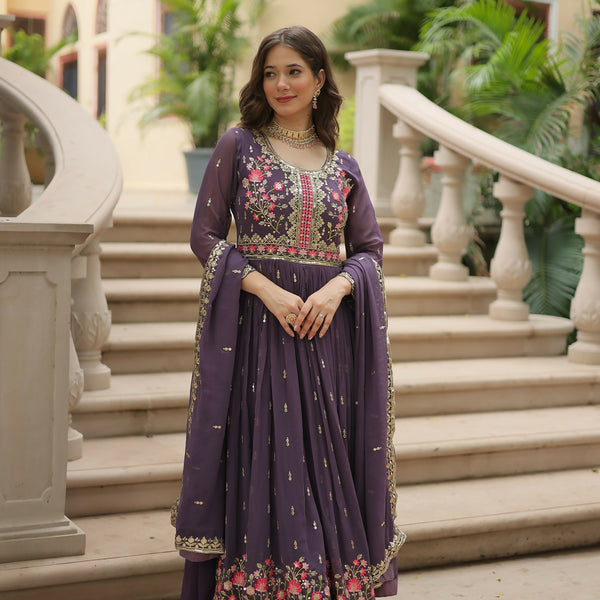 Joban Fashion Onion Georgette Sequence Embroidery Work Kurta Set