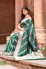 Thumbnail for Joban Fashion Emerald Green Banarasi Katan Pure Handloom Banarasi Silk Saree