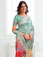 Thumbnail for Astita Linen Cotton Rama Green Saree