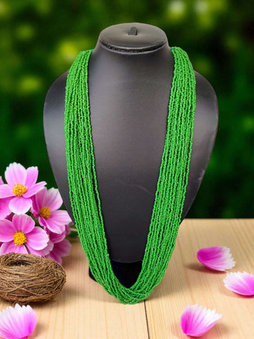 Inhanns Rangsaaz 20-Layer Luxe Long Beaded Only Necklace - Green Only Necklace - Distacart