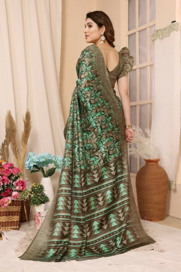 Aafreen Partywear Designer Green Khadi Fancy Saree - Distacart