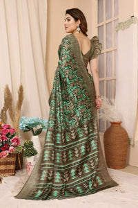 Thumbnail for Aafreen Partywear Designer Green Khadi Fancy Saree - Distacart