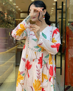 Thumbnail for The52 Peach Women's Gorgeous Cotton Fabric Printed Work Straight Kurta Pant and Dupatta Set - Distacart