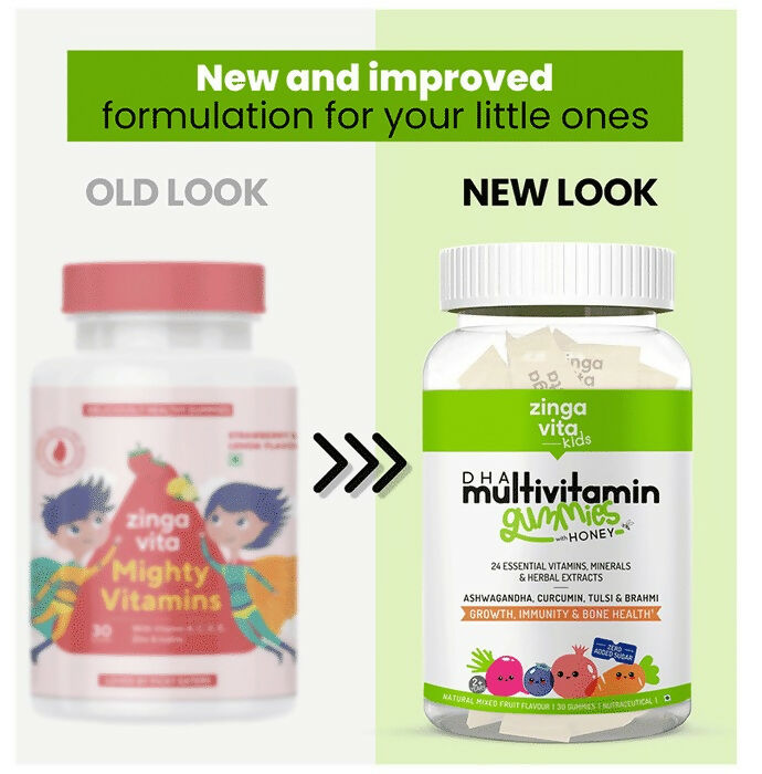 Zingavita DHA Multivitamin Gummies with Honey for Kids (2+ yrs) - Mixed Fruit - Distacart