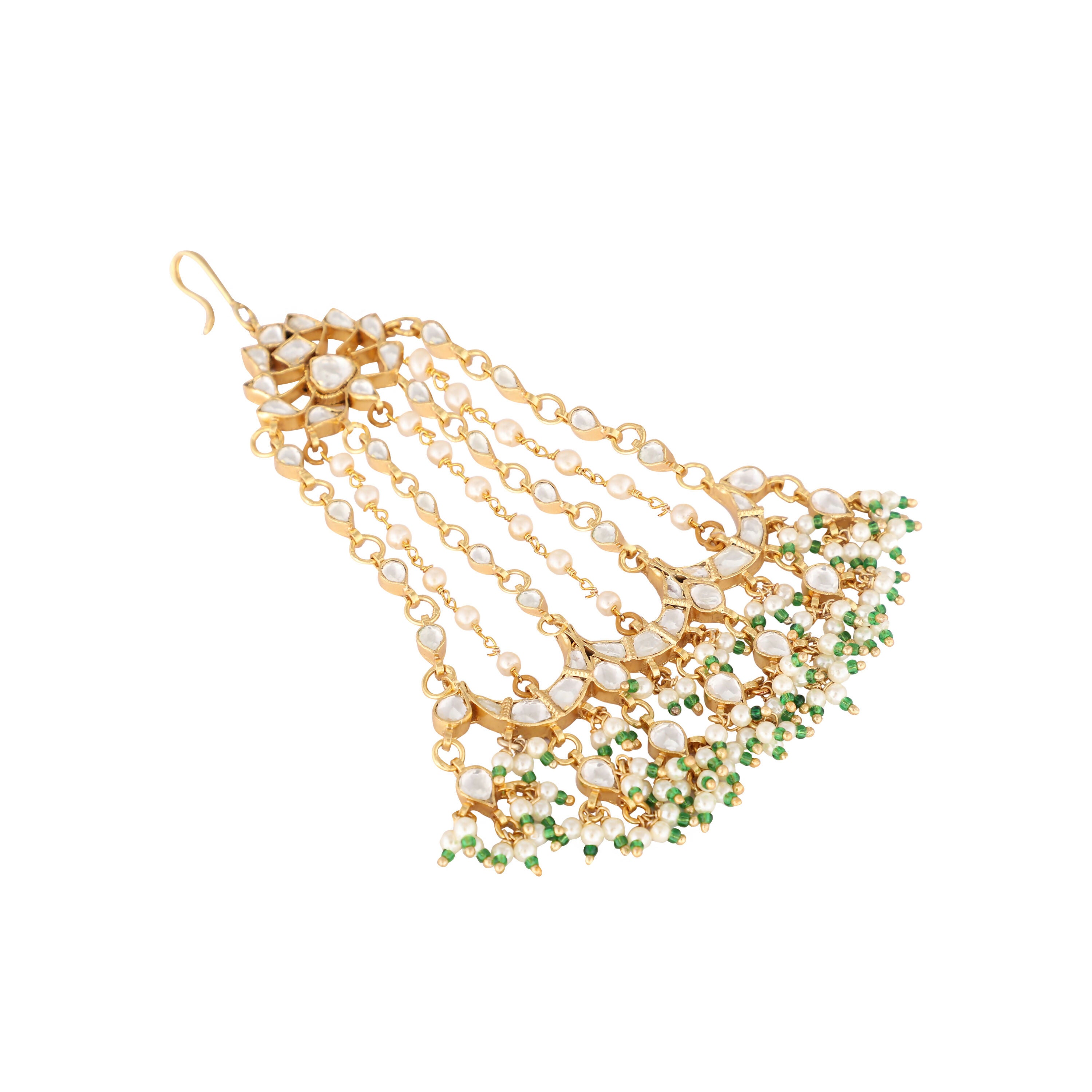 Nuyug 22K Gold-Plated Kundan Studded Jhumar Paasa Statement Head Jewellery